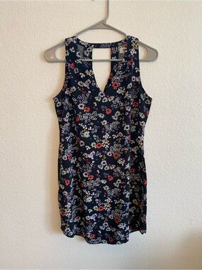 Old Navy Navy Floral Keyhole Mini Dress